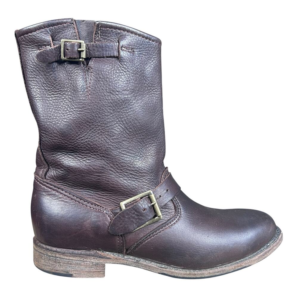 Vintage Foundry Co Brown Leather Harness Biker Boots Size 8